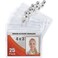 MIFFLIN MifflinUSA Horizontal Card Protector with Metal Clip and Vinyl Straps Clear 4x3 Inch 25 Pack Waterproof PVC ID Name Badge Holder with Clip