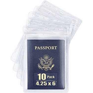 MIFFLIN MifflinUSA Passport Card Holders Clear 4x6 Inches 10 Pack Extra Large ID Name Badge Holder Zipperless Vertical Plastic Card Holders