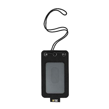 M-Tac MTac Tactical Hanging ID Card and Patch Holder with Hook and Loop Surface and Draw Cord Black