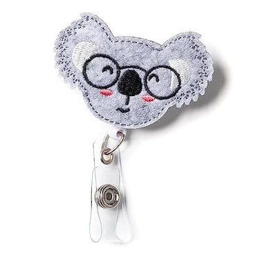 Nurseology Nurse Badge Reel Retractable Nursing Name Badge Holder Felt Badge Reel for Nurses Students Teachers Cute Badge Reels for Nurses Alligator Clip Koala
