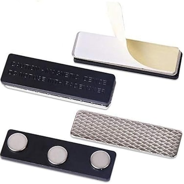 Onwon 20 Pieces Name Badge Magnets Magnetic Name Tag Holders ID Fastener Clip with Three Premium Strength Neodymium Magnets and Adhesive Backing No Holes in Your Fine Jackets or Shirts Black