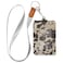 OTVEE Badge Holder PU Leather ID Card Case Wallet with Neck Lanyard and Key Ring Cow Skin
