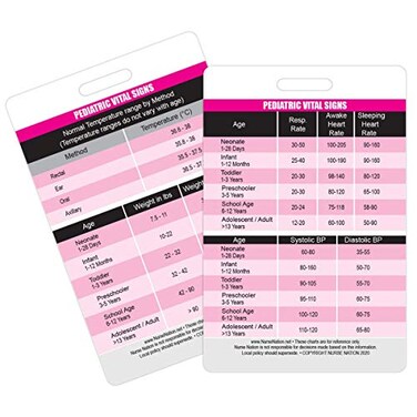 Nurse Nation Pediatric Vital Signs Vertical Badge Card Excellent Resource for Pediatric Nurses Nursing Clinicals and RN Students Great Nursing School Supplies and Accessories