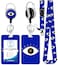 Plifal ID Badge Holder with Lanyard and Retractable Badge Reel Belt Clip Unique Trendy Evil Eye Keychain Lanyards Clip On Badge Extender Vertical ID Sleeve for Women MenBlue