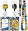 Plifal ID Badge Holder with Lanyard and Retractable Badge Reel Belt ClipCute Smile Smiling Face Keychain Lanyards Clip on Badge Extender Vertical ID Sleeve for Women Colorful