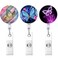 Bosketo Pretty Butterfly Pattern Badge Reel Nursing Retractable Badge Holder Keychain Carabiner with Alligator Clip On ID Card Holders 3pack Butterfly
