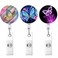 Bosketo Pretty Butterfly Pattern Badge Reel Nursing Retractable Badge Holder Keychain Carabiner with Alligator Clip On ID Card Holders 3pack Butterfly