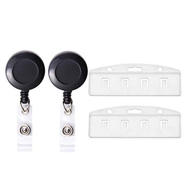 PZRT 2 Set of Transparent PC Card Badge Holder for Swipe ID Cards Heavy Duty Frosted Polycarbonate Plastic Clamp Grippers