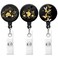 BOTRINUO Retractable Badge Reel Clip Badge Holder with Alligator Clip Cute Badge Clip on ID Name Card Holders for Nurse Doctor and Office 3Pack Golden Floral