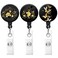 BOTRINUO Retractable Badge Reel Clip Badge Holder with Alligator Clip Cute Badge Clip on ID Name Card Holders for Nurse Doctor and Office 3Pack Golden Floral