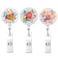 Anffilona Retractable ID Badge Holder Nurse Badge Reels with Clip Name Card Holders for Office Worker Doctor Nurse 3Pack Pretty Flowers