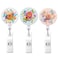 Anffilona Retractable ID Badge Holder Nurse Badge Reels with Clip Name Card Holders for Office Worker Doctor Nurse 3Pack Pretty Flowers