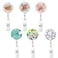 Anffilona Retractable ID Badge Holder Nurse Badge Reels with Clip Name Card Holders for Office Worker Doctor Nurse 6 Pack Colorful Flower B