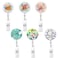 Anffilona Retractable ID Badge Holder Nurse Badge Reels with Clip Name Card Holders for Office Worker Doctor Nurse 6 Pack Colorful Flower B