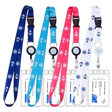 ZHEMEILU Retractable Waterproof Lanyard with ID Badge Reel Holder Detachable Buckle for Ships Key Cards Cruise Essentials Must Have Accessories 4 Colors