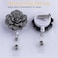 Soleebee 24 Retractable Badge Reel Glitter Rose Nurse ID Badge Holder Reel with 360 Swivel Alligator Clip Gray