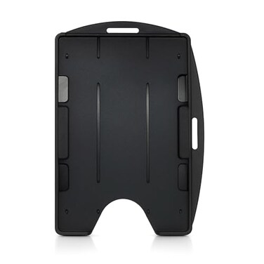 Specialist ID Black Dual Card ID Badge Holder Holds 2 Cards Rigid Hard Plastic Double Sided Card Holder for Horizontal or Vertical Badges Open Face Design