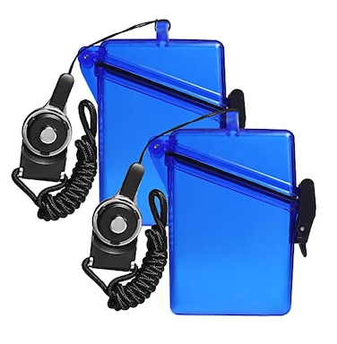 HiCycle2 Sport Waterproof ID Card Badge Holder Case with Lanyard Cover Multiple Credit Cards Registration ins Card Heavy Duty Durable Locker Dry Box 2 Pack Clear Blue