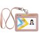Teskyer Badge Holder with Lanyard Leather ID Name Badge Card Holder with Lanyard for ID Badges Horizontal Rose Gold