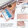 Teskyer Badge Holder with Lanyard Leather ID Name Badge Card Holder with Lanyard for ID Badges Horizontal Rose Gold