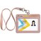 Teskyer Badge Holder with Lanyard Leather ID Name Badge Card Holder with Lanyard for ID Badges Horizontal Rose Gold