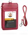 Teskyer Badge Holder with Side Zip Pocket Multiple Card Slots Leather ID Holder Wallet with Neck Lanyard for Office Staffs TeachersStudents Couriers Workers Red