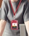Teskyer Badge Holder with Side Zip Pocket Multiple Card Slots Leather ID Holder Wallet with Neck Lanyard for Office Staffs TeachersStudents Couriers Workers Red