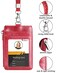 Teskyer Badge Holder with Side Zip Pocket Multiple Card Slots Leather ID Holder Wallet with Neck Lanyard for Office Staffs TeachersStudents Couriers Workers Red