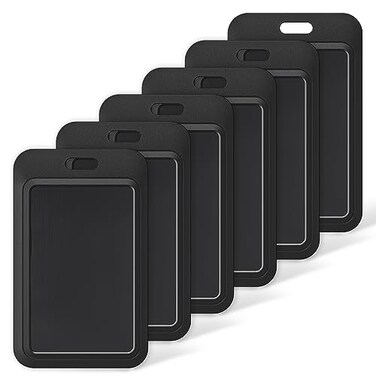 Uniclife 6 Pack Sliding ID Badge Holder Hard Black Vertical Plastic Card Case Protector Pouch with Clear Window for Office School ID Credit Cards Proximity Key Cards Drivers Licenses and Passes