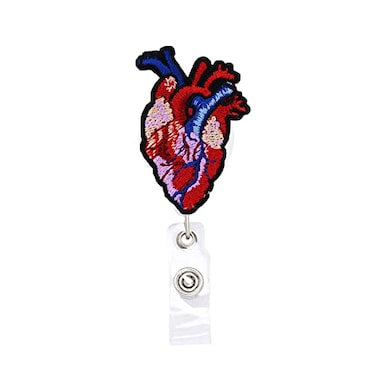 Rockapatch Valentines Day Cardiology Anatomy Heart Retractable Name Card Badge Holder Reel with Alligator Clip 24 inches Thick Pull Cord