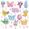Whaline 12Pcs Spring Felt Badge Reel Holders for Nurse Summer Gnome Butterfly Flower Retractable Name ID Badge Reel with Clip for Teacher Students Doctor