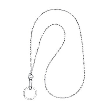 Wisdompro Fashion Lanyard Womens Silver Chain Lanyard Necklace with Metal Clasp and Keyring for Keys ID Badge Card Holder Stud Chain