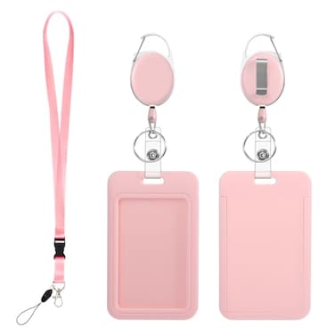 Ymapinc Pink Lanyards for ID Badges Holder Retractable Clip for Nurse Teacher ID Card Holder Retractable with Pink Badge Reel