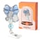 YOPPIX Blue Floral Stethoscope Bow Badge Reel Funny Sparkly Glitter Retractable Badge Reel for Nurses RN EN Doctor Paramedic Teachers Medical Office Womens