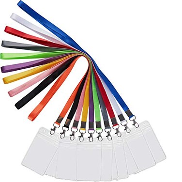YOUOWO 10 Pack 10 Colors Lanyards with Vertical Badge HoldersNeck Office Coloured LanyardContains White Lanyard