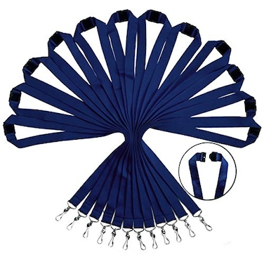 YOYOGO 12 Pack Breakaway Lanyards for ID Badge Holder Durable Neck Straps for Schools Office Cruise Navy Blue