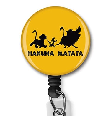Yzkkbi Hakuna Matata Retractable Badge Reel ID Card Badge Holder with Alligator Clip Name Badge Holder Office Employee Name Badge