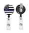Yzkkbi Thin Blue Line Flag Retractable Badge Reel ID Card Badge Holder with Alligator Clip Name Badge Holder Office Employee Name Badge