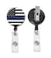 Yzkkbi Thin Blue Line Flag Retractable Badge Reel ID Card Badge Holder with Alligator Clip Name Badge Holder Office Employee Name Badge