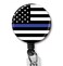 Yzkkbi Thin Blue Line Flag Retractable Badge Reel ID Card Badge Holder with Alligator Clip Name Badge Holder Office Employee Name Badge
