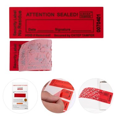 CHTEP TAMPER ChtepTamper Tamper Evident Stickers Red 08 x 24 Inches