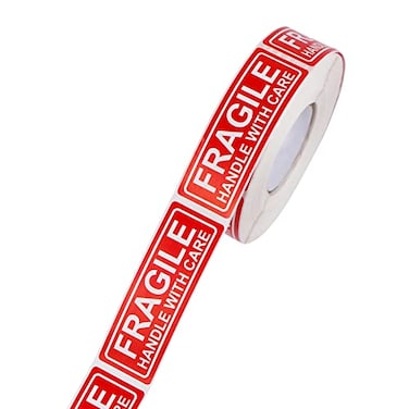 Teqooza 1 X 3 Fragile Handle with Care Warning Stickers for Shipping Moving and Packing 500 Pcs Permanent Adhesive Labels 1 Roll