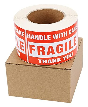 FungLam 1 Roll 500 Labels 3 x 5 Fragile Stickers Handle with Care Warning PackingShipping Labels Permanent Adhesive