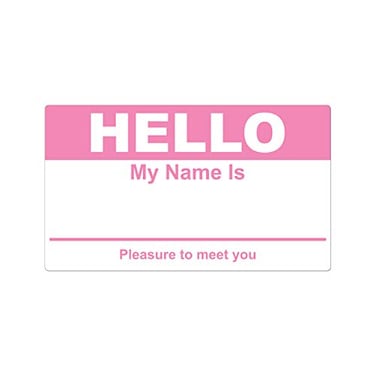 TUCO DEALS 100 PCS Pink Hello My Name is Stickers 23 x 4 Inch Tag Stickers Identification Badges for Conferences Offices and Schools 1 Pack of 100