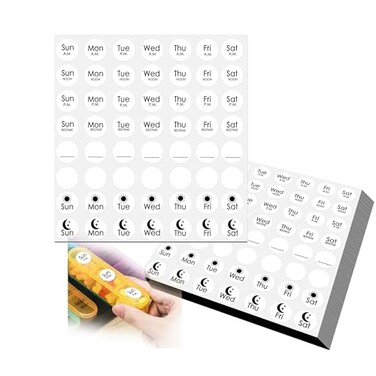 Topabel 1120 Pcs Medicine Instruction Label 1 Inch Morning Noon Evening Bedtime Medication Remider Stickers for Pill Case