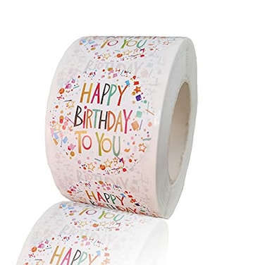 Secarond 15 Happy Birthday Stickers Labels Roll Round Birthday Party Sticker Labels Baby Shower Holiday Decorative Envelope Seals Label Stickers for Cards500 Labels Per Roll