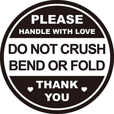 Poskornwel 2 300 PCS Black Do Not Crush Bend or Fold Handle with Love Labels Stickers Shipping Mailing Cartons Envelops Adhesive Labels