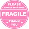 Poskornwel 2 inch 150PCS Pink Fragile Handle with Love Labels Stickers Shipping Mailing Cartons Envelops Adhesive Labels
