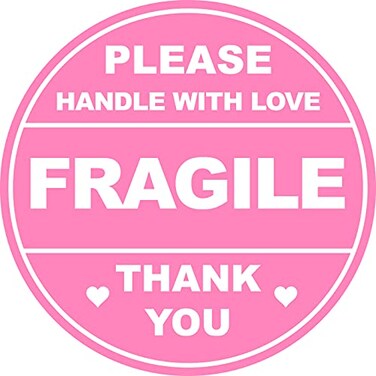 Poskornwel 2 inch 150PCS Pink Fragile Handle with Love Labels Stickers Shipping Mailing Cartons Envelops Adhesive Labels