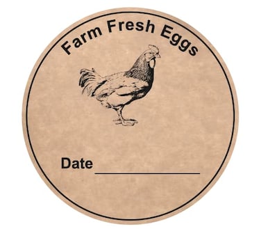 Poskornwel 2 Inch 300 PCS Round Fresh Eggs Farmers Market Packaging Farm Fresh Produce Farm Fresh Egg Carton Labeling Waterproof Stickers